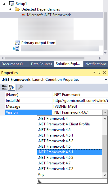 visual studio c# change .net framework version