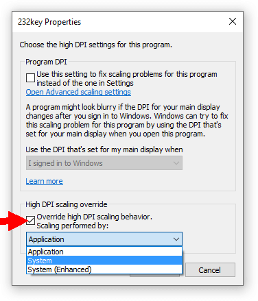 High DPI setting