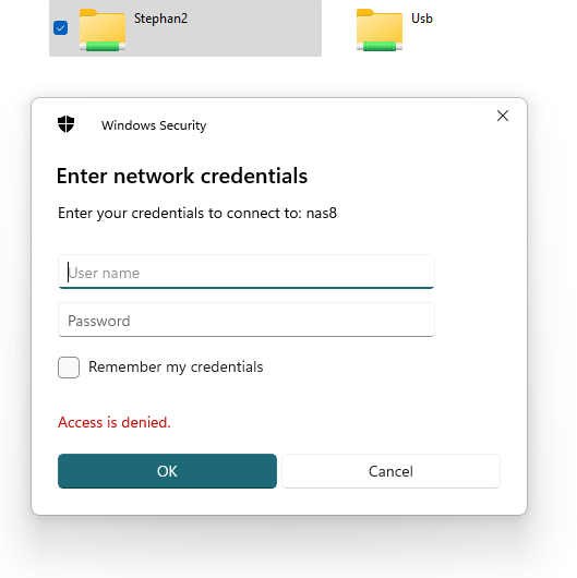 Enter network credentials