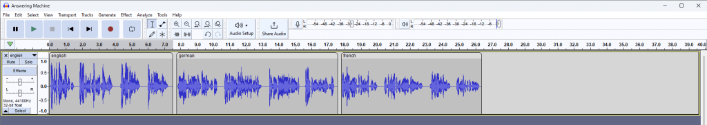 Audacity will 3 clips on the same track